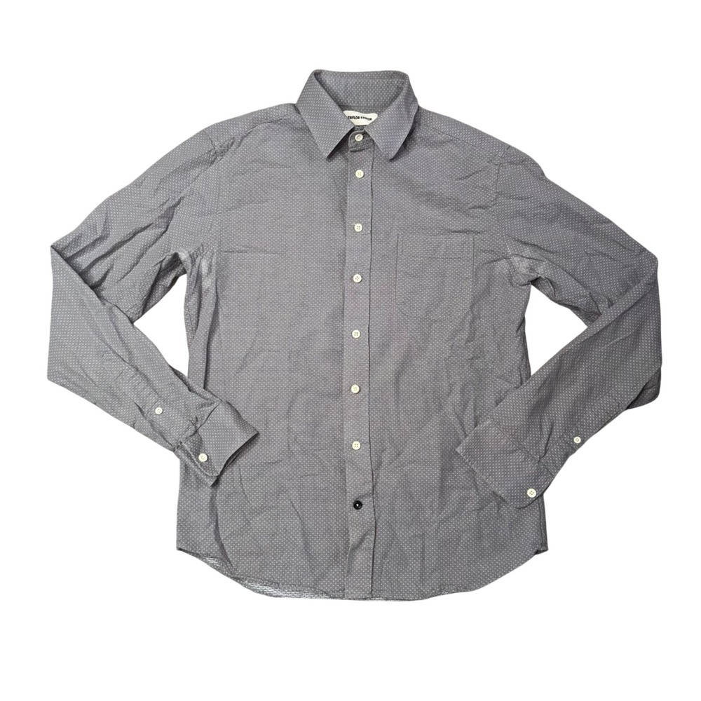 Taylor Stitch Mens Grey Micro Polka Dot Long Sleeve Button Down Shirt Size 38 S